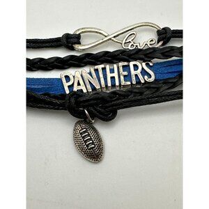Blue Panthers Charm Wrap Bracelet Adjustable Team Fan Football